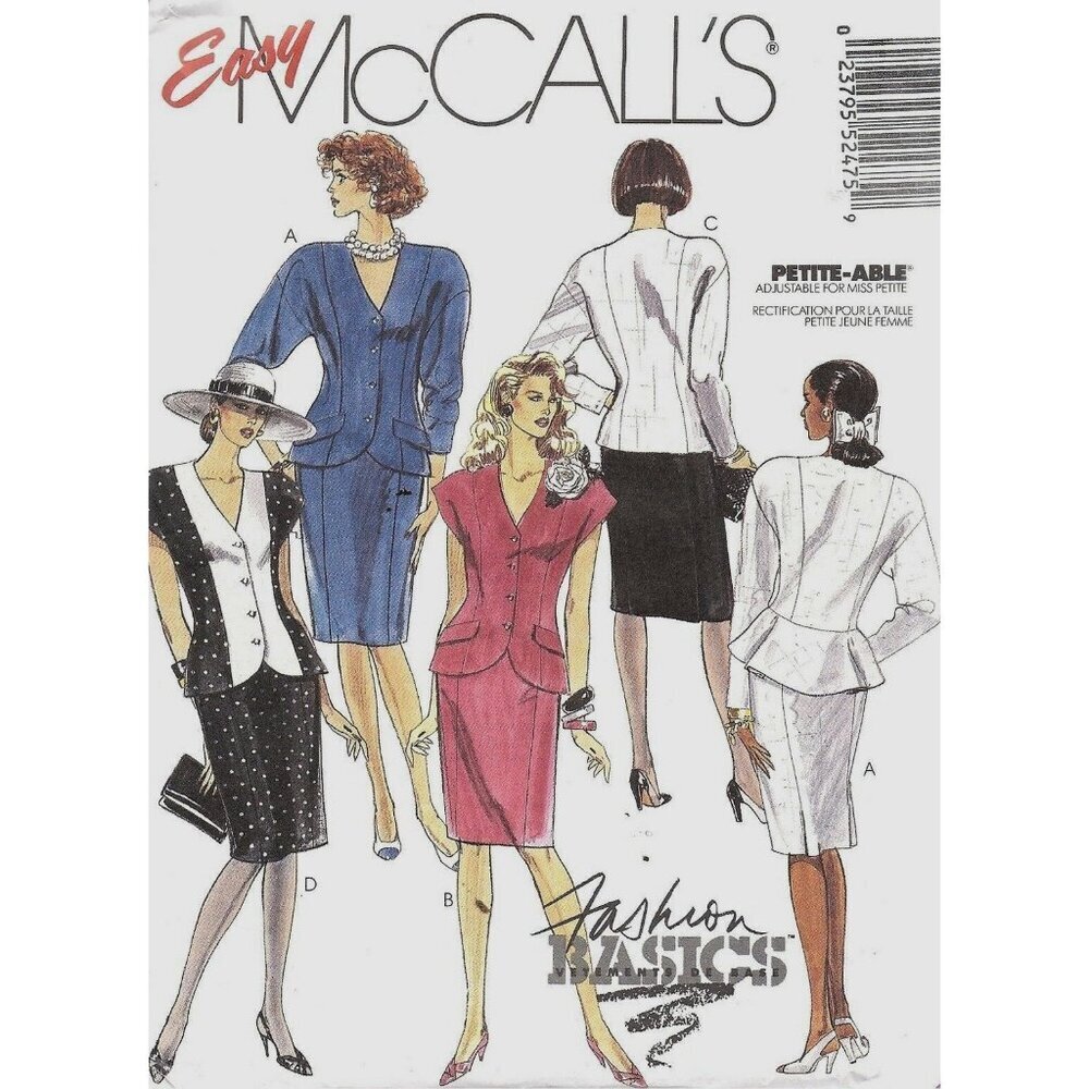 McCall's Sewing Pattern 5247 Misses Top Skirt Size 8